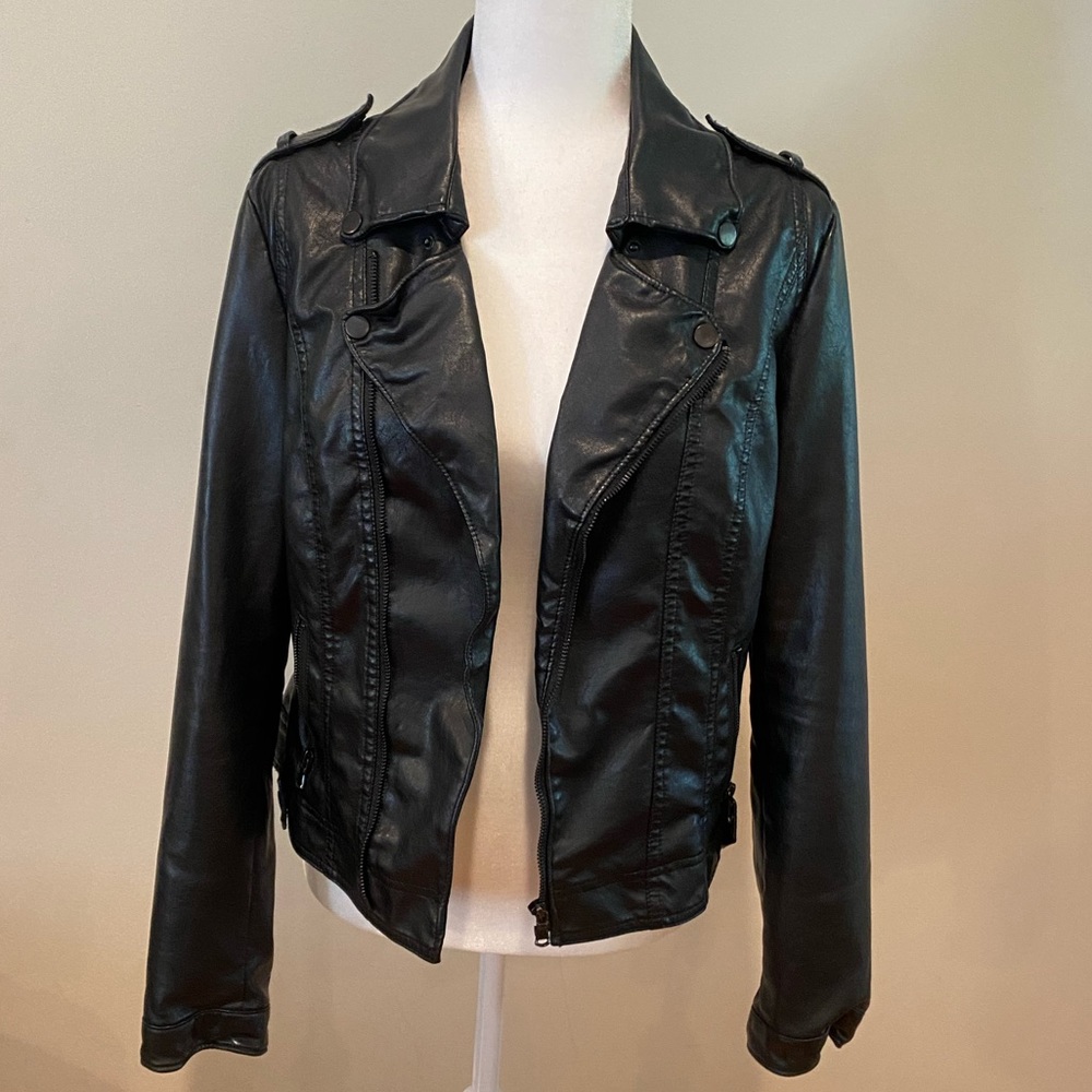 Vegan Faux Leather Moto Jacket Size M